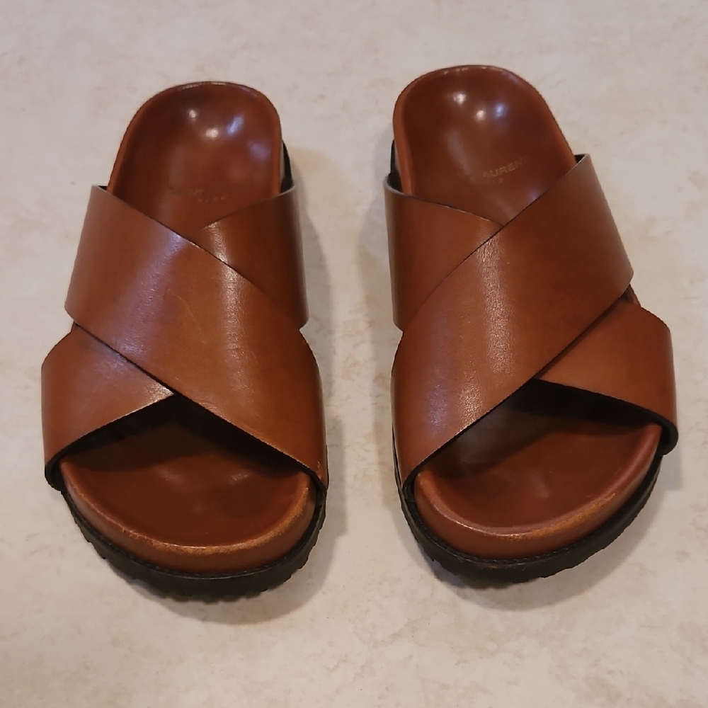 Saint Laurent Brown Leather Sandals